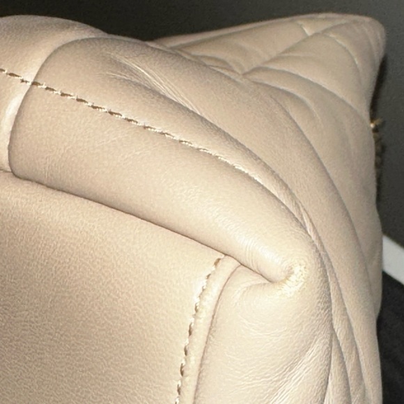 Saint Laurent Small Loulou Puffer Bag Beige Lambskin Leather Gold + Dust Bag - Picture 8 of 11